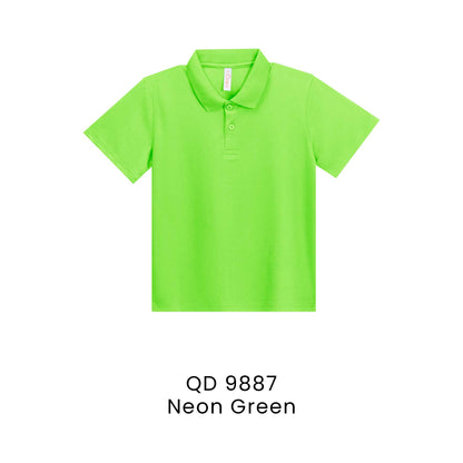 QD 9887 Neon Green - QD98 kids microfibre eyelet polo shirt in 160gsm