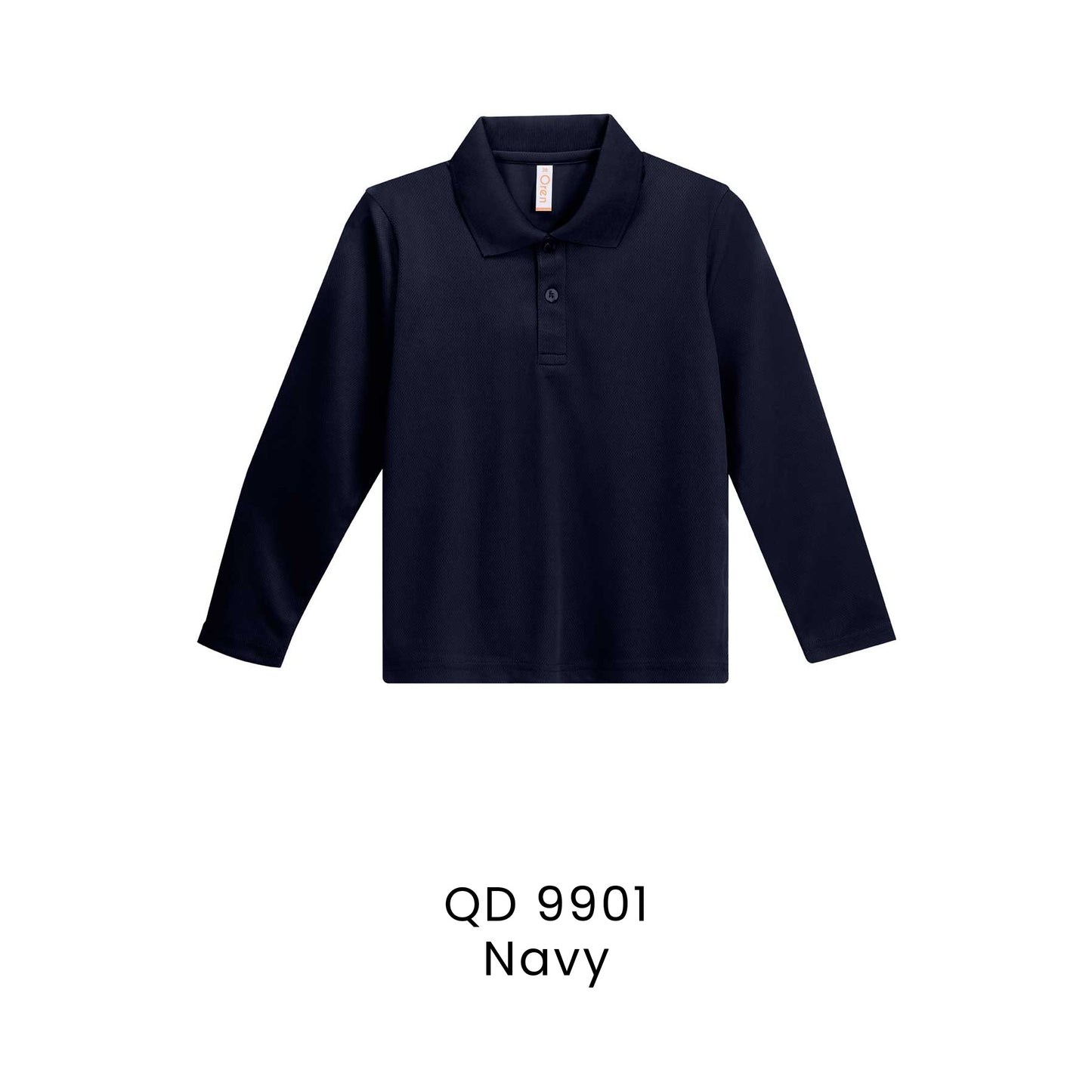 QD 9901 Navy - QD99 kids microfibre eyelet long sleeve polo shirt in 160gsm