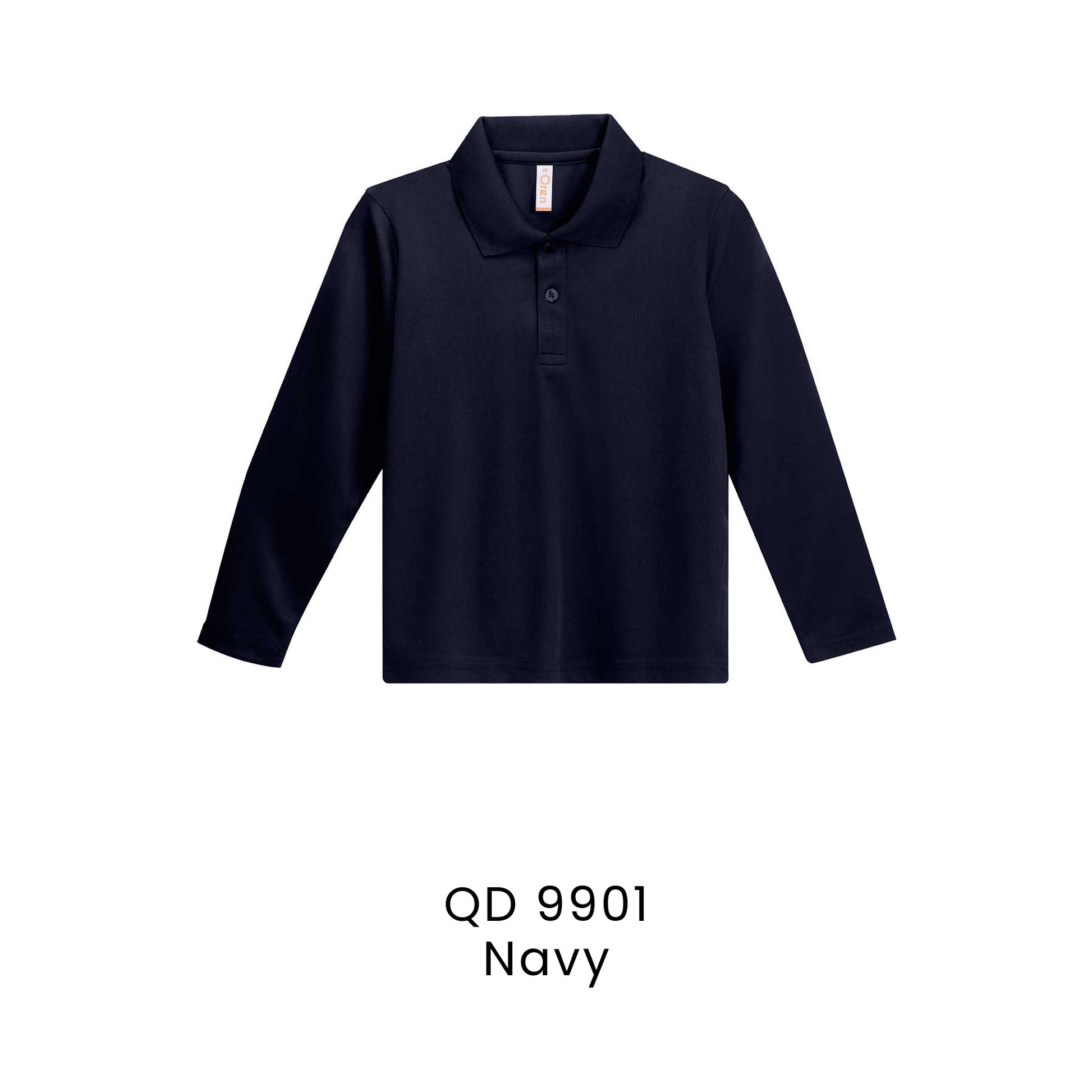 QD 9901 Navy - QD99 kids microfibre eyelet long sleeve polo shirt in 160gsm