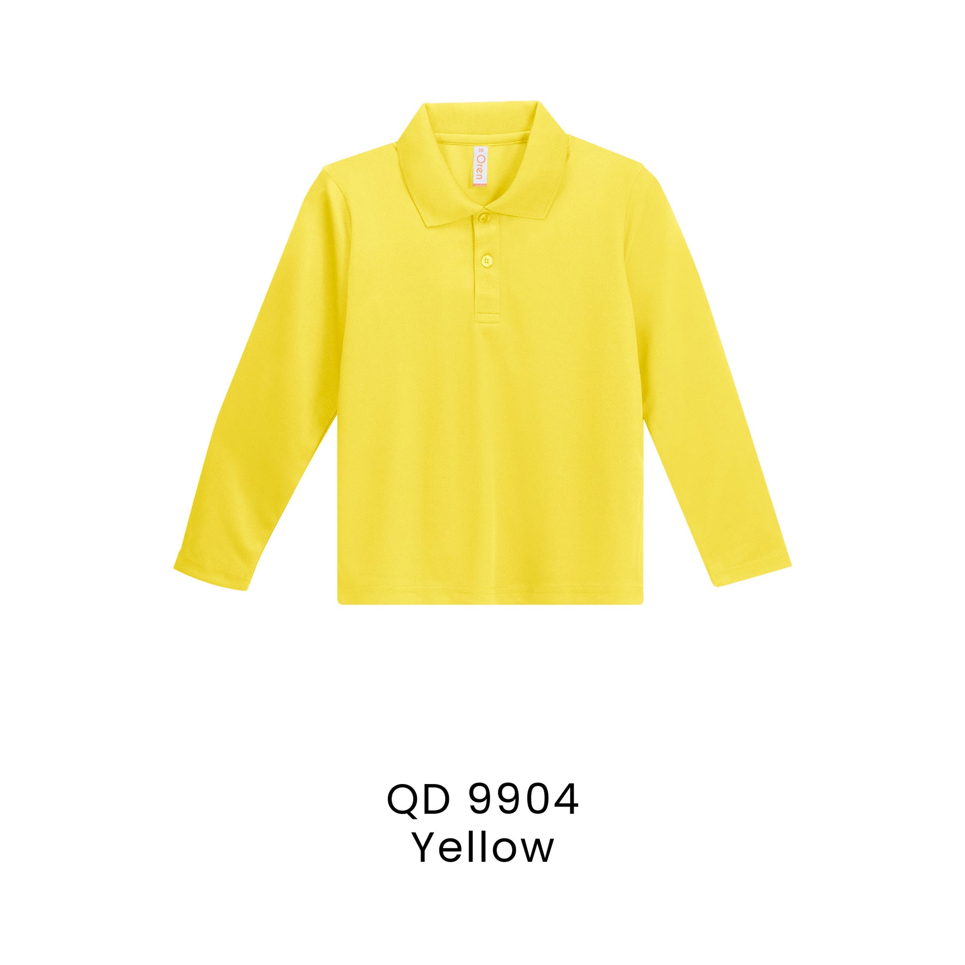 QD 9904 Yellow - QD99 kids microfibre eyelet long sleeve polo shirt in 160gsm