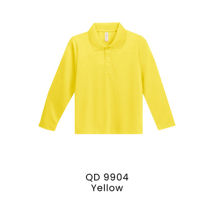 QD 9904 Yellow - QD99 kids microfibre eyelet long sleeve polo shirt in 160gsm