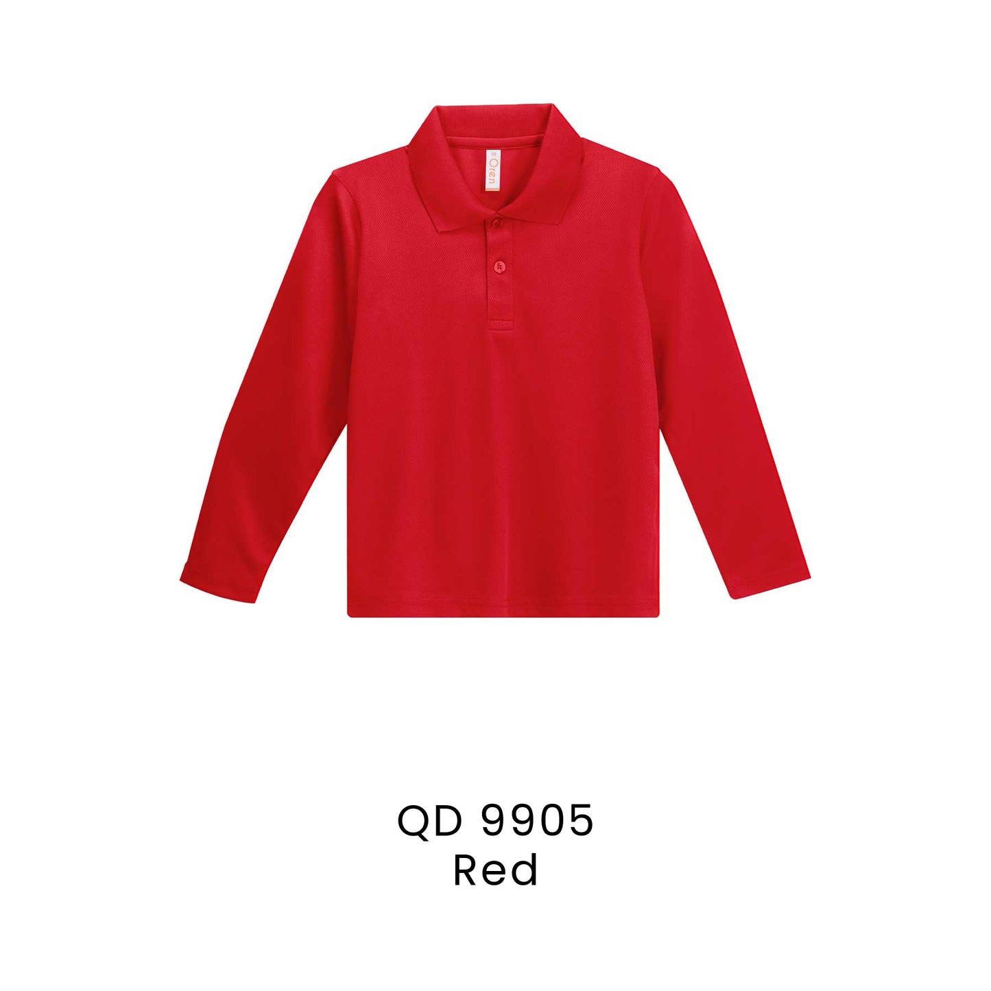 QD 9905 Red - QD99 kids microfibre eyelet long sleeve polo shirt in 160gsm