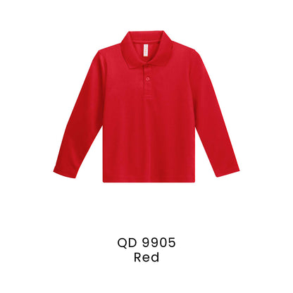 QD 9905 Red - QD99 kids microfibre eyelet long sleeve polo shirt in 160gsm