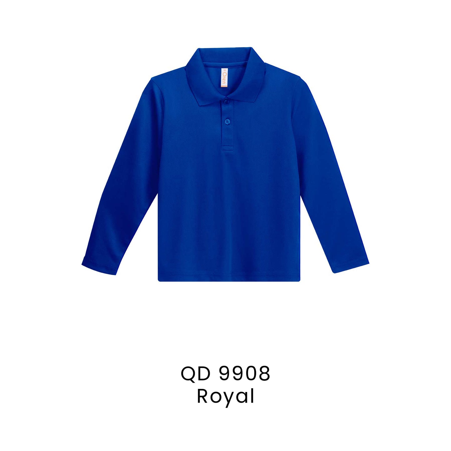 QD 9908 Royal - QD99 kids microfibre eyelet long sleeve polo shirt in 160gsm