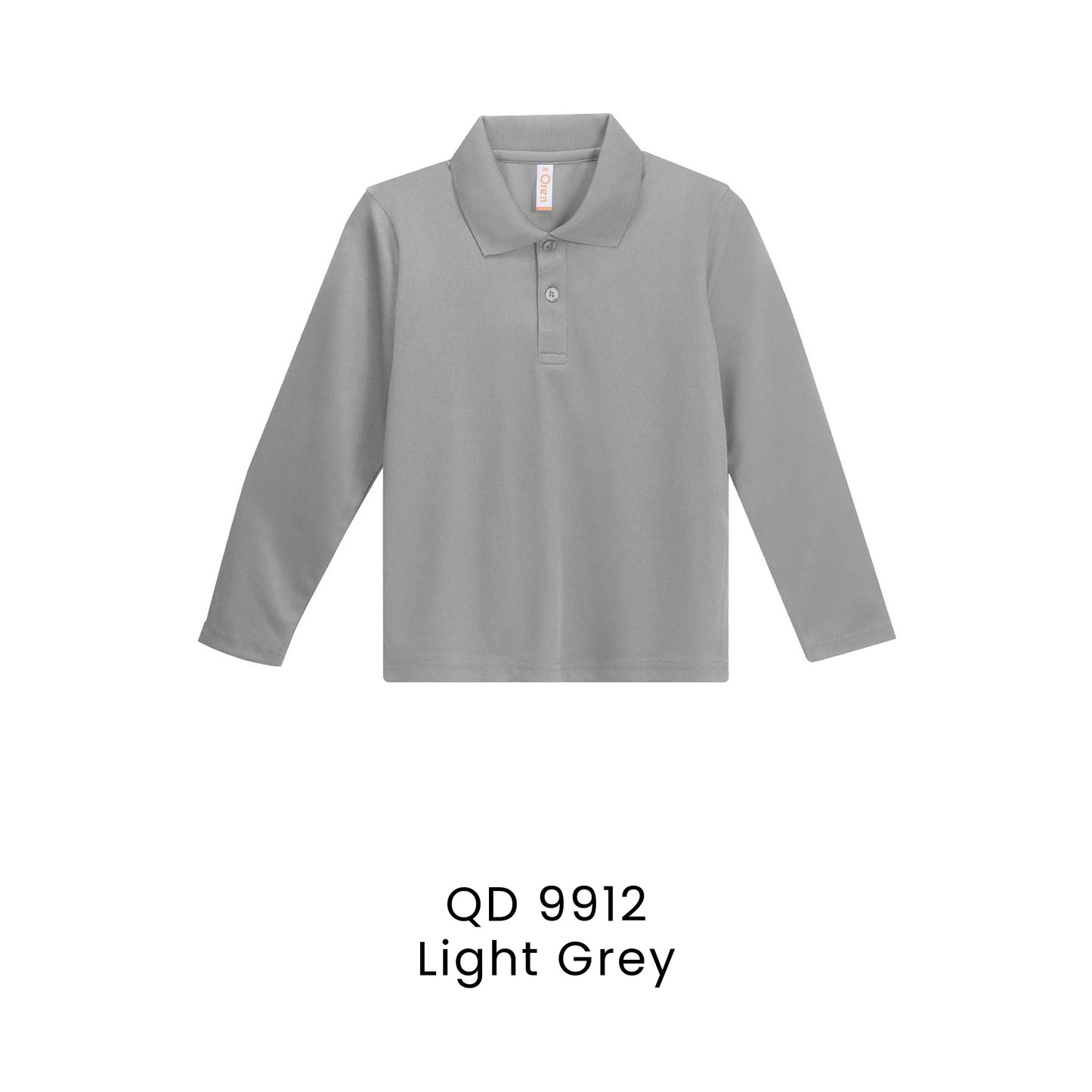 QD 9912 Light Grey - QD99 kids microfibre eyelet long sleeve polo shirt in 160gsm
