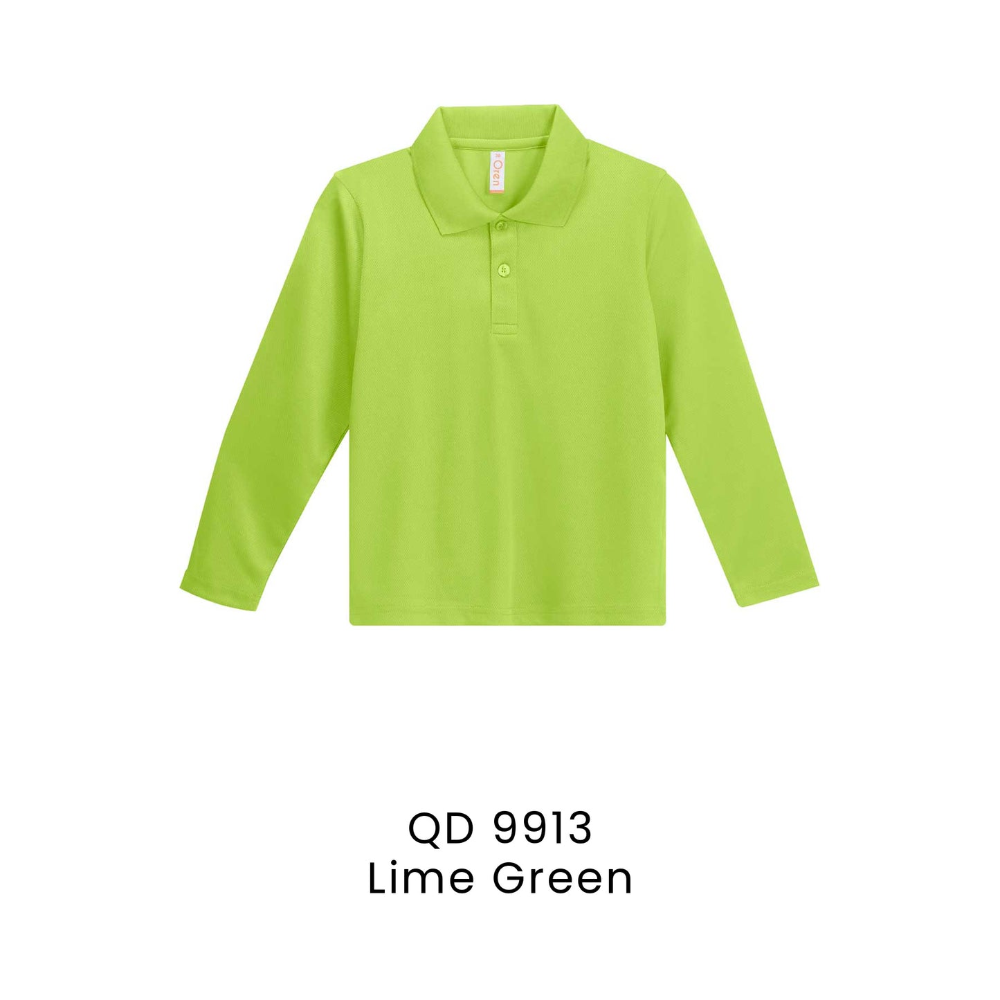 QD 9913 Lime Green - QD99 kids microfibre eyelet long sleeve polo shirt in 160gsm