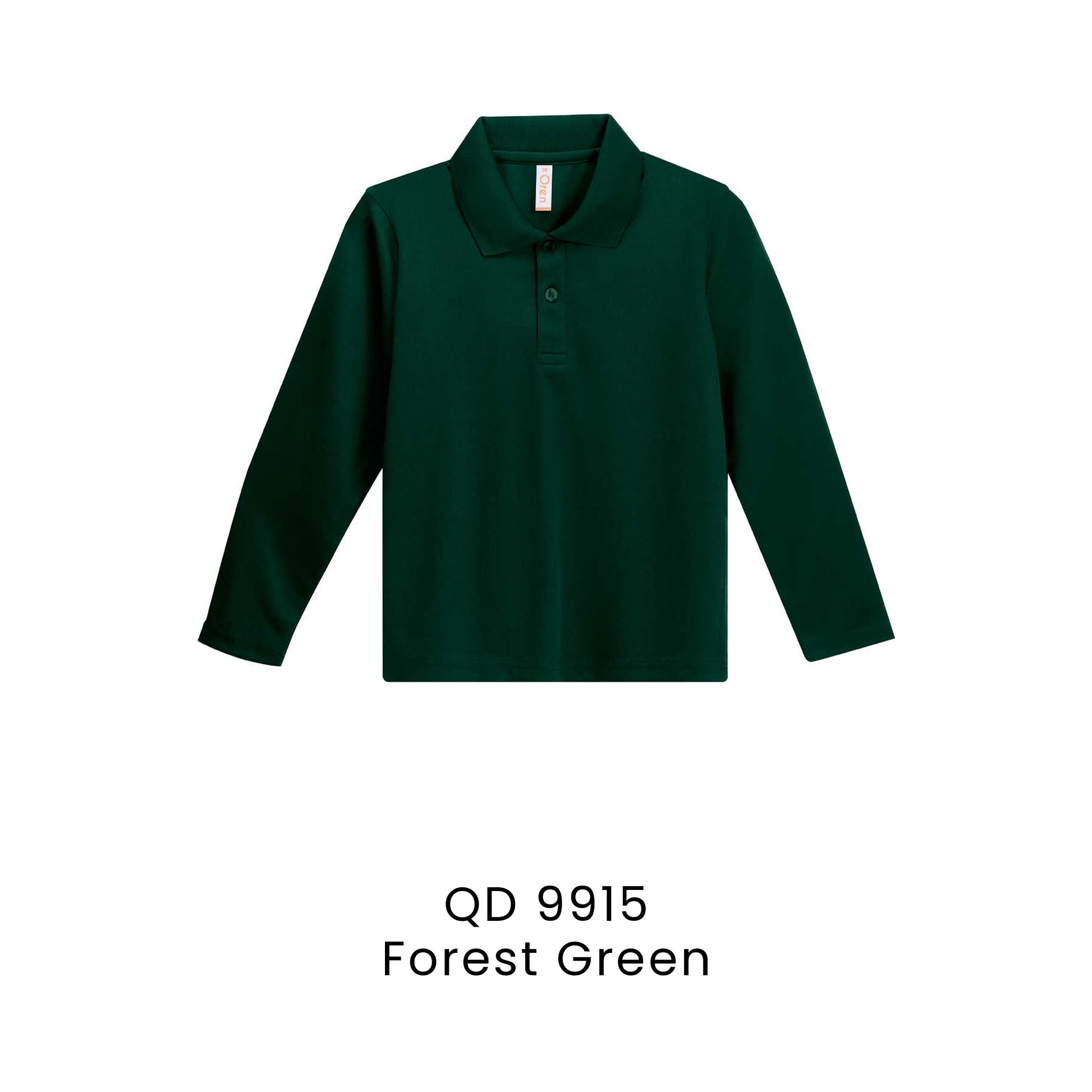 QD 9915 Forest Green - QD99 kids microfibre eyelet long sleeve polo shirt in 160gsm