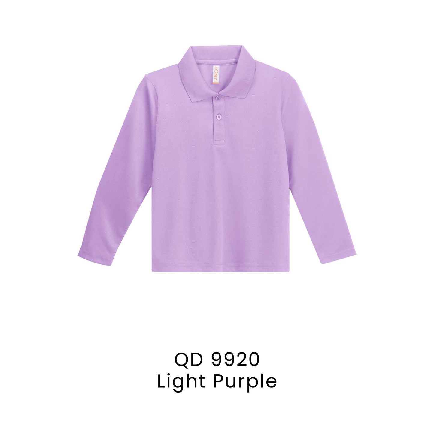 QD 9920 Light Purple - QD99 kids microfibre eyelet long sleeve polo shirt in 160gsm