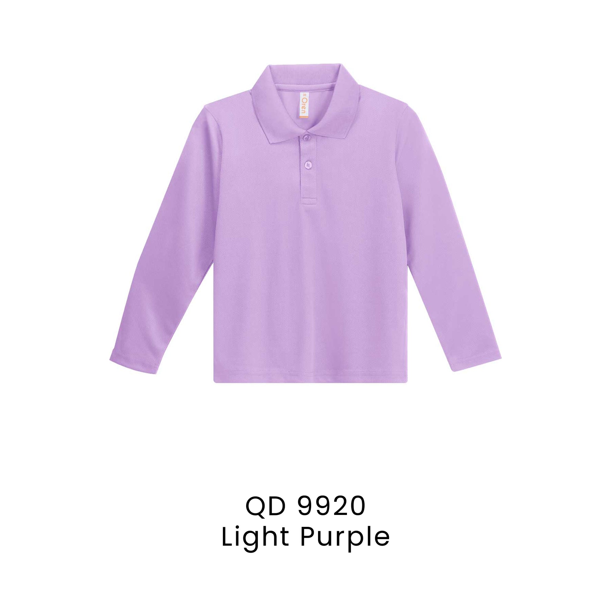 QD 9920 Light Purple - QD99 kids microfibre eyelet long sleeve polo shirt in 160gsm