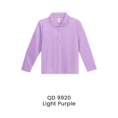 QD 9920 Light Purple - QD99 kids microfibre eyelet long sleeve polo shirt in 160gsm