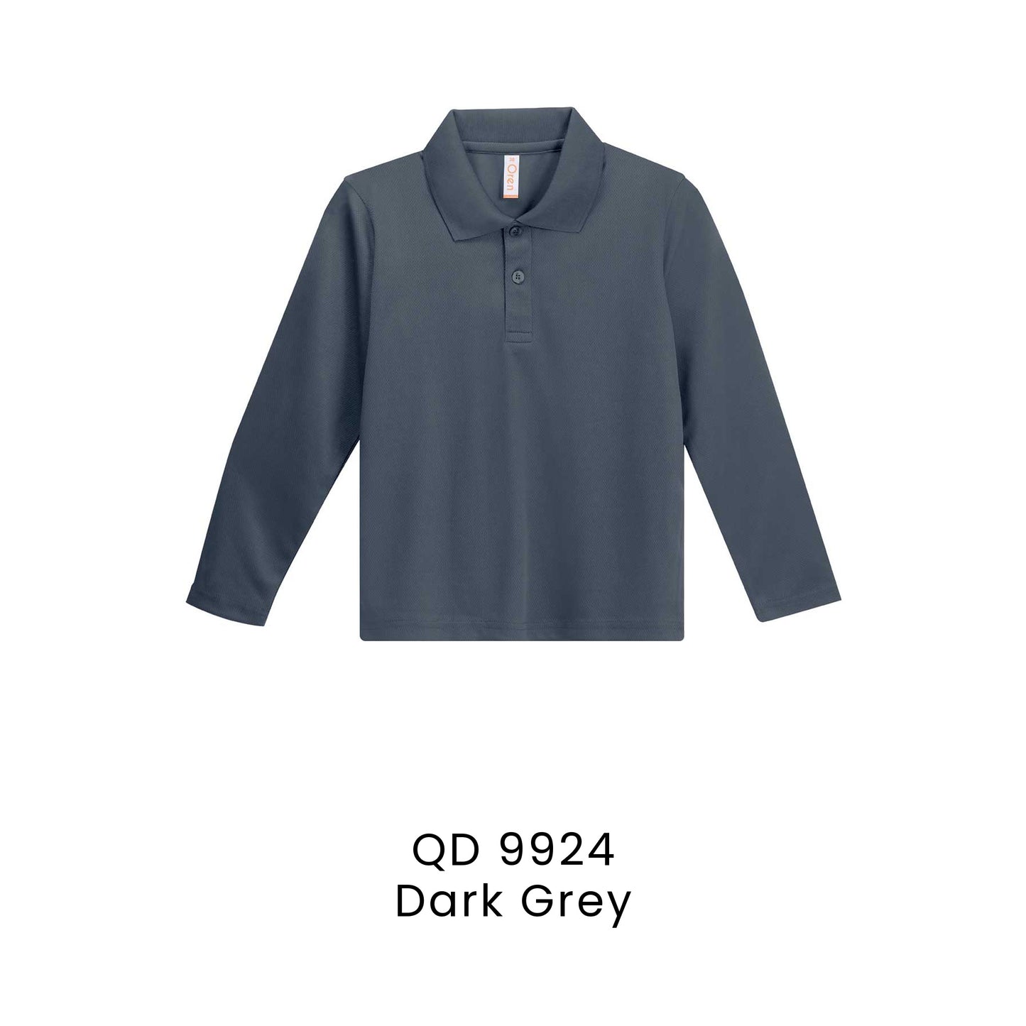 QD 9924 Dark Grey - QD99 kids microfibre eyelet long sleeve polo shirt in 160gsm
