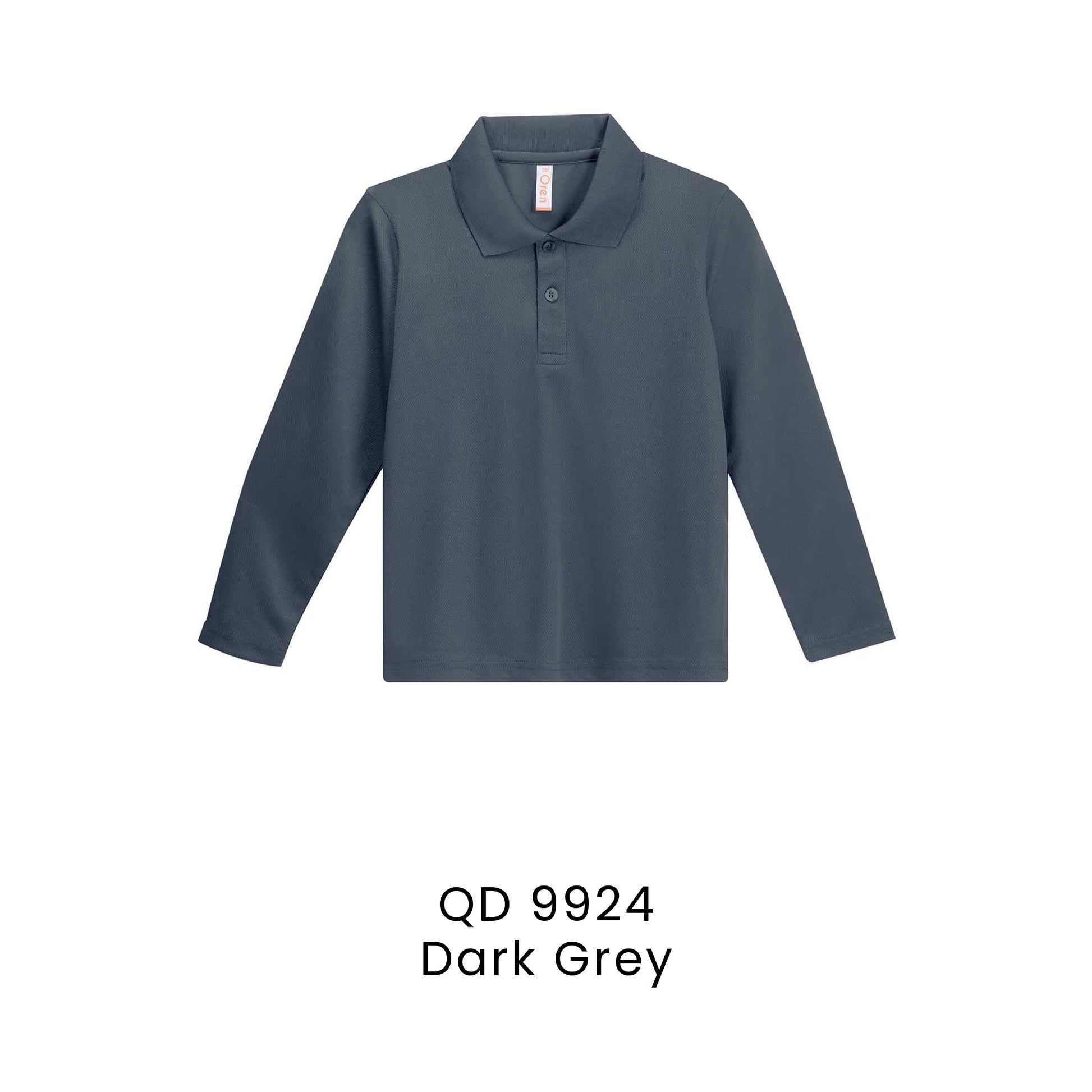 QD 9924 Dark Grey - QD99 kids microfibre eyelet long sleeve polo shirt in 160gsm