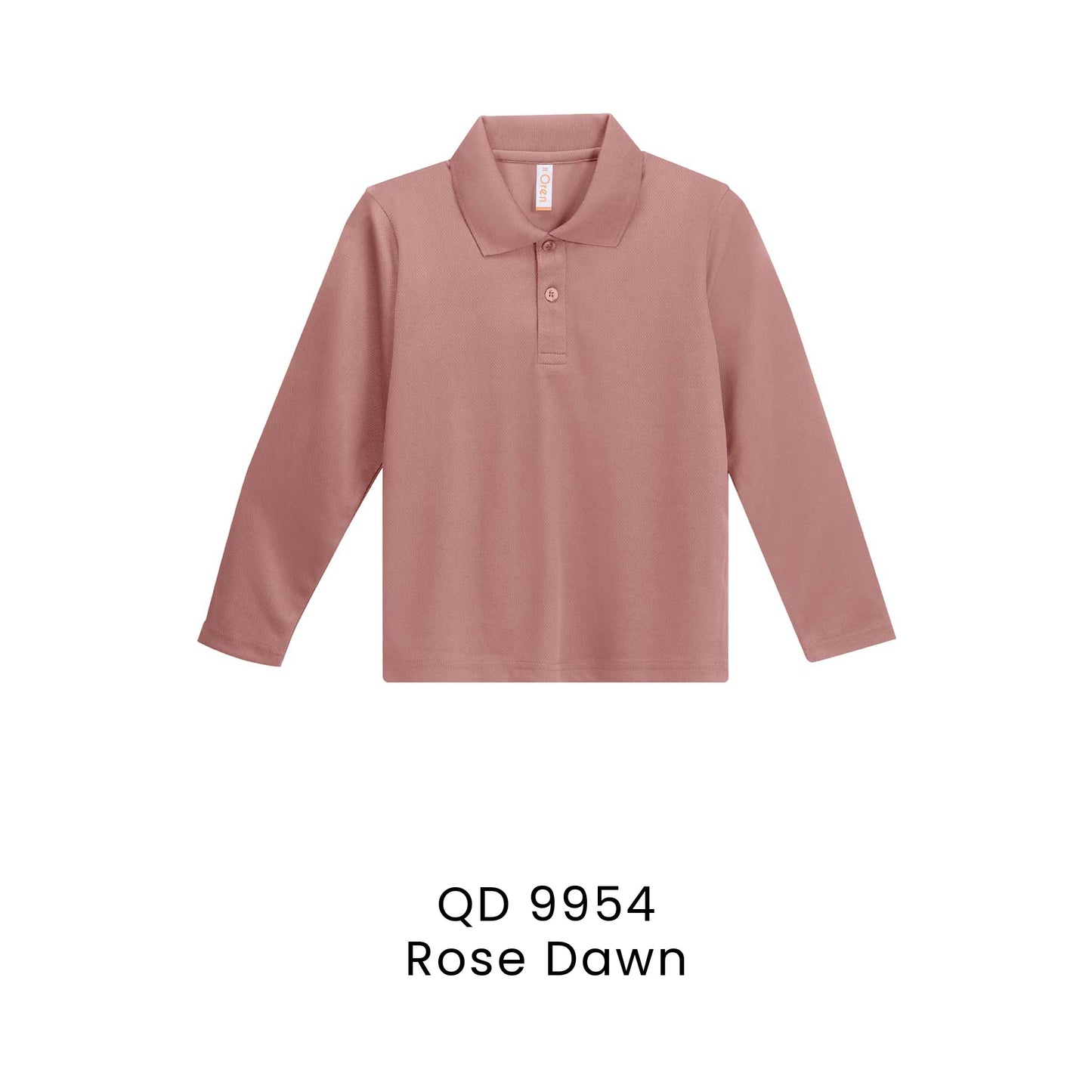 QD 9954 Rose Dawn - QD99 kids microfibre eyelet long sleeve polo shirt in 160gsm