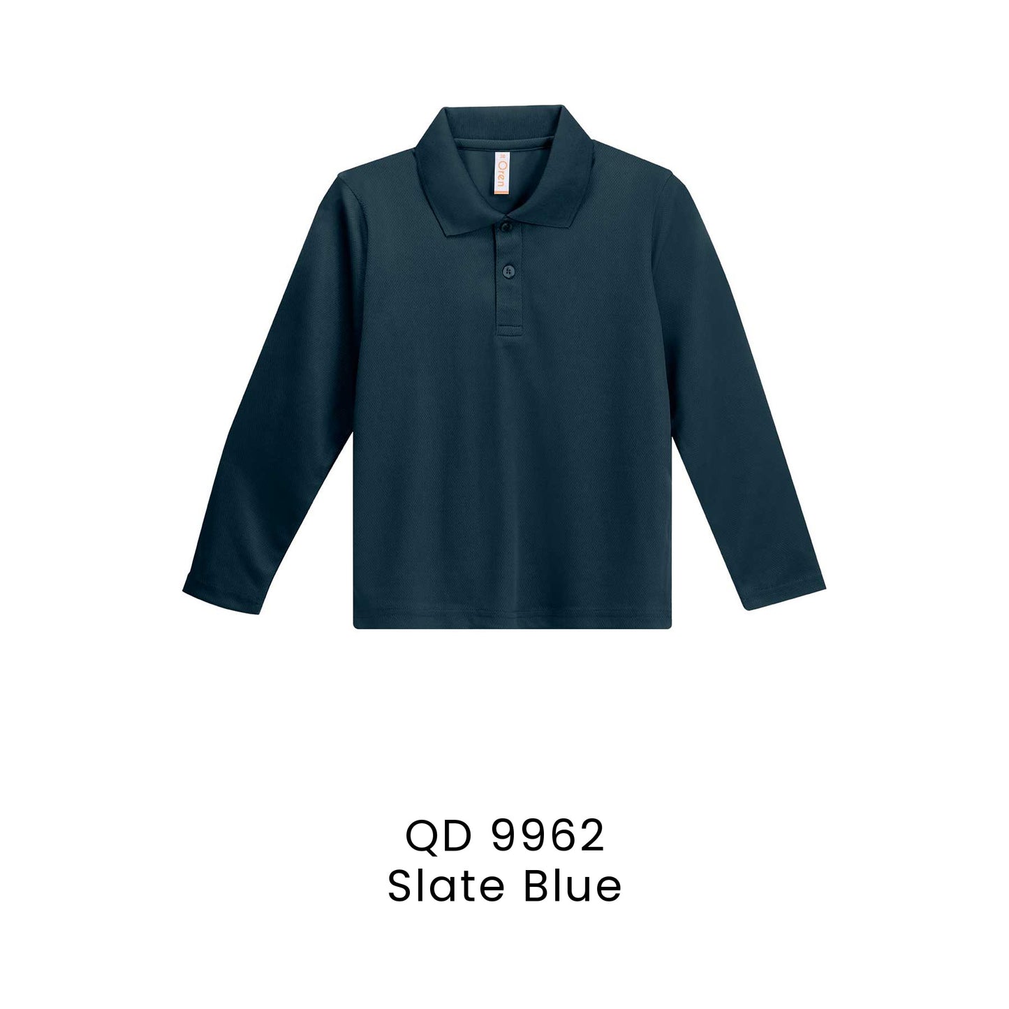 QD 9962 Slate Blue - QD99 kids microfibre eyelet long sleeve polo shirt in 160gsm