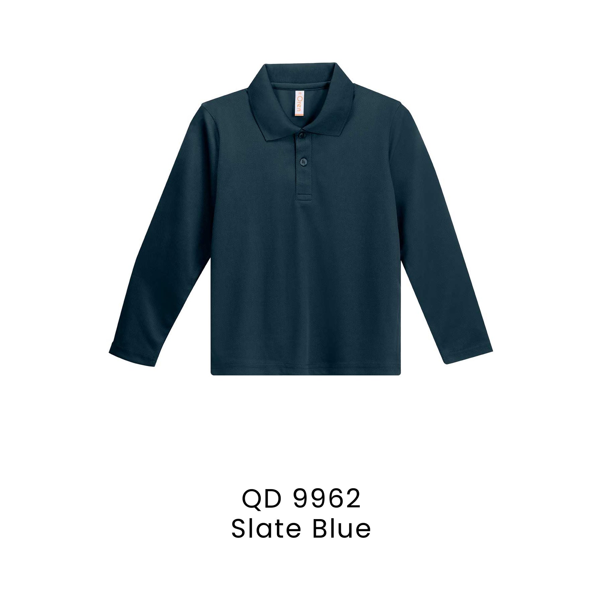 QD 9962 Slate Blue - QD99 kids microfibre eyelet long sleeve polo shirt in 160gsm