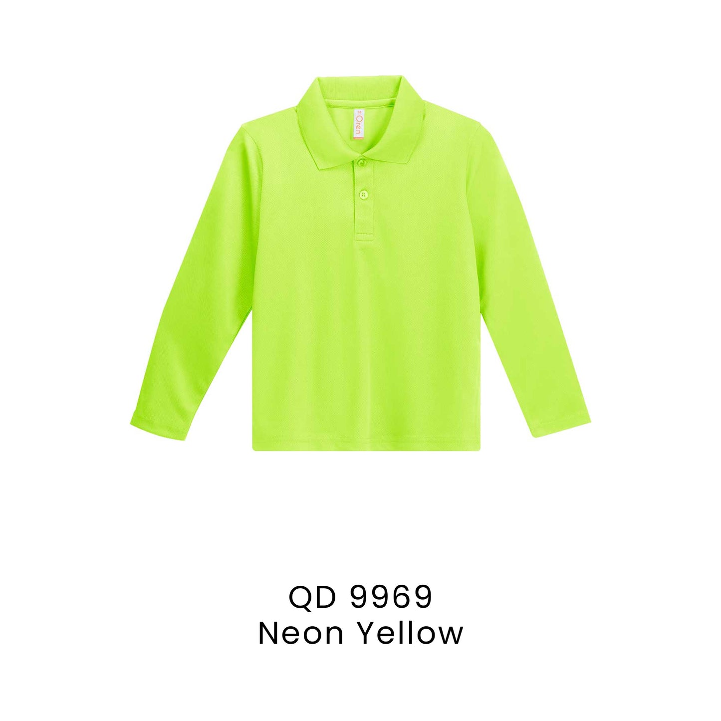 QD 9969 Neon Yellow - QD99 kids microfibre eyelet long sleeve polo shirt in 160gsm