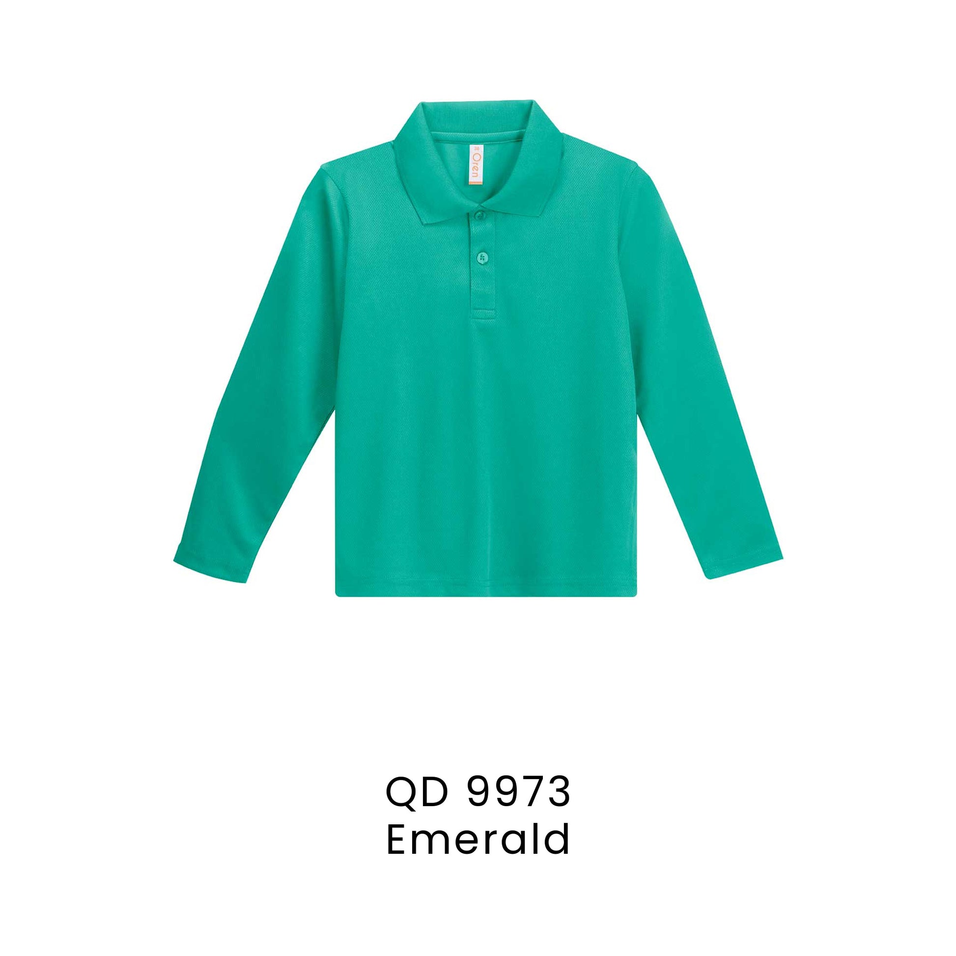 QD 9973 Emerald - QD99 kids microfibre eyelet long sleeve polo shirt in 160gsm