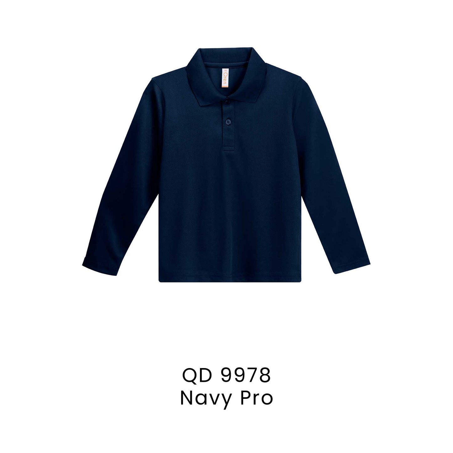 QD 9978 Navy Pro - QD99 kids microfibre eyelet long sleeve polo shirt in 160gsm