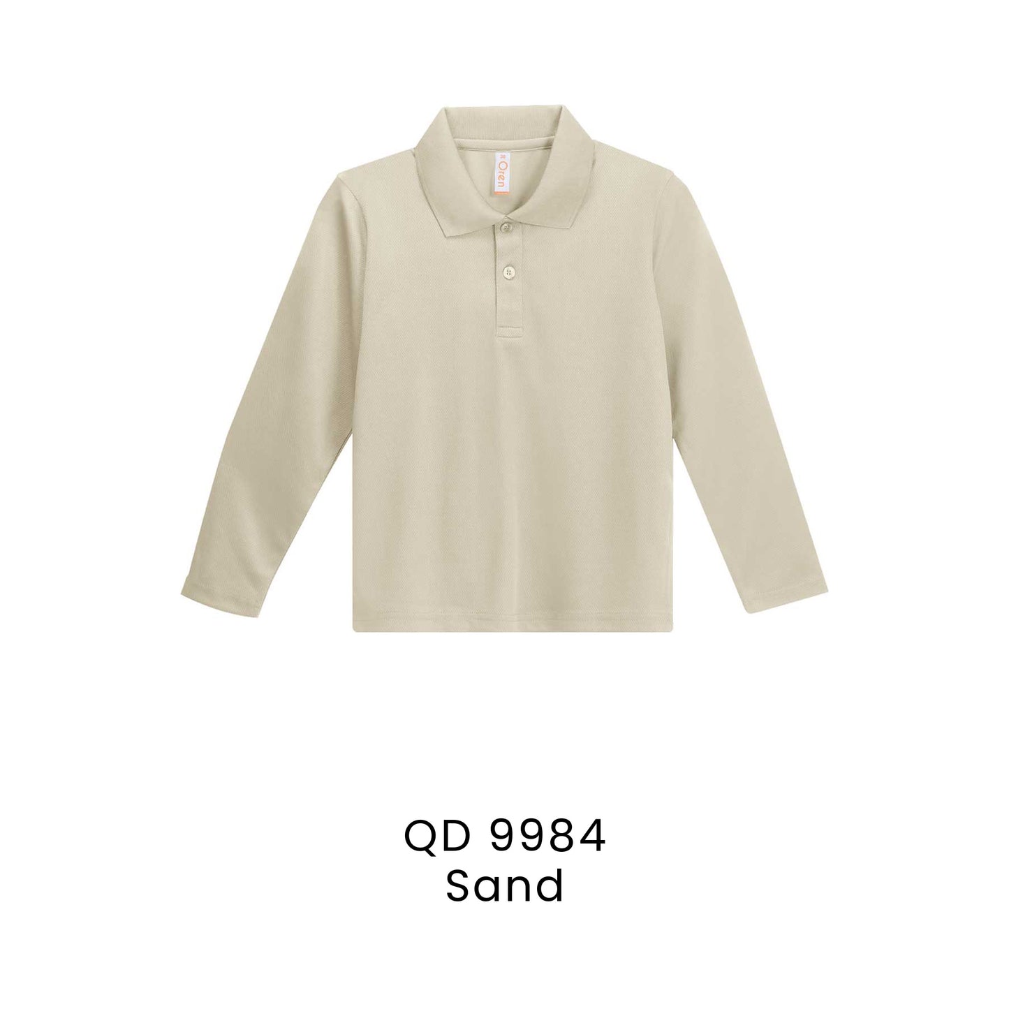 QD 9984 Sand - QD99 kids microfibre eyelet long sleeve polo shirt in 160gsm