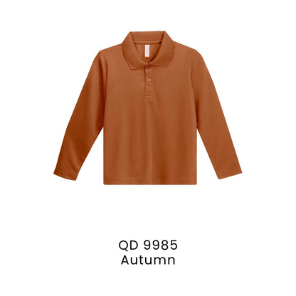 QD 9985 Autumn - QD99 kids microfibre eyelet long sleeve polo shirt in 160gsm