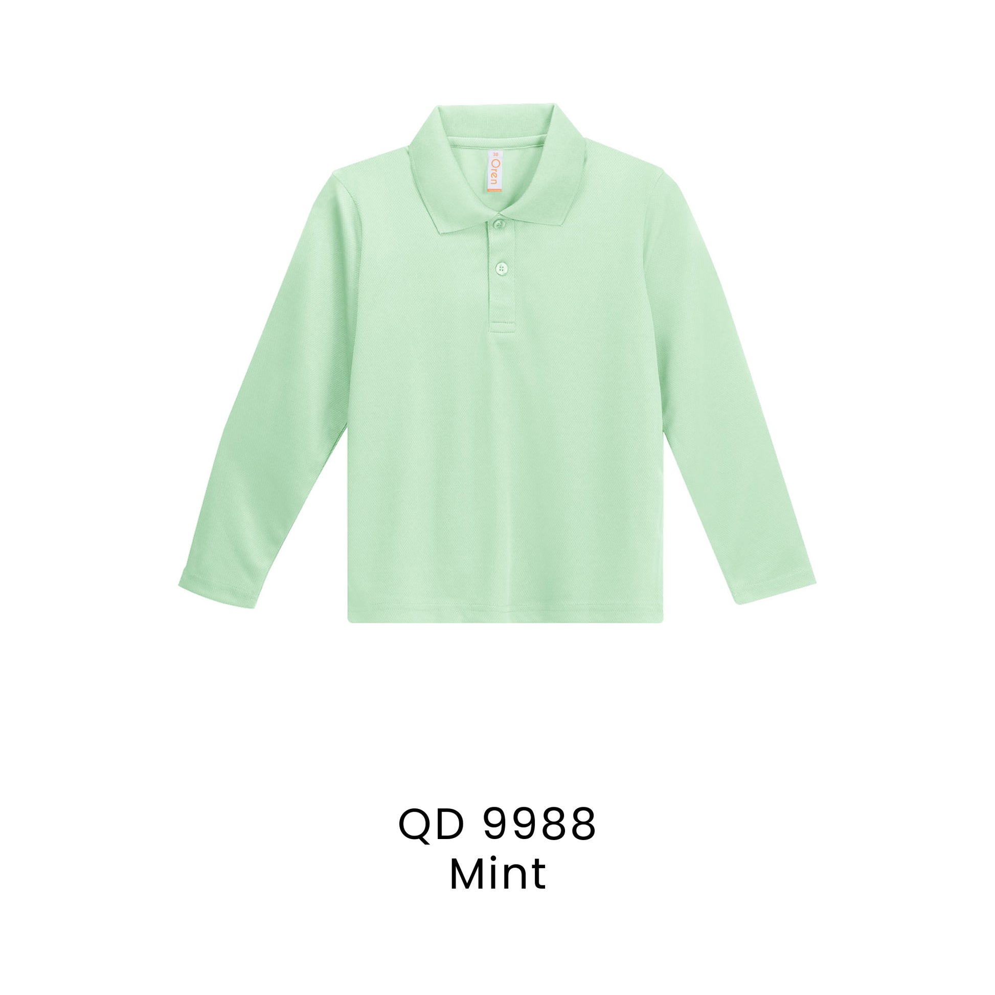 QD 9988 Mint - QD99 kids microfibre eyelet long sleeve polo shirt in 160gsm