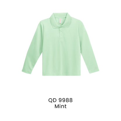 QD 9988 Mint - QD99 kids microfibre eyelet long sleeve polo shirt in 160gsm