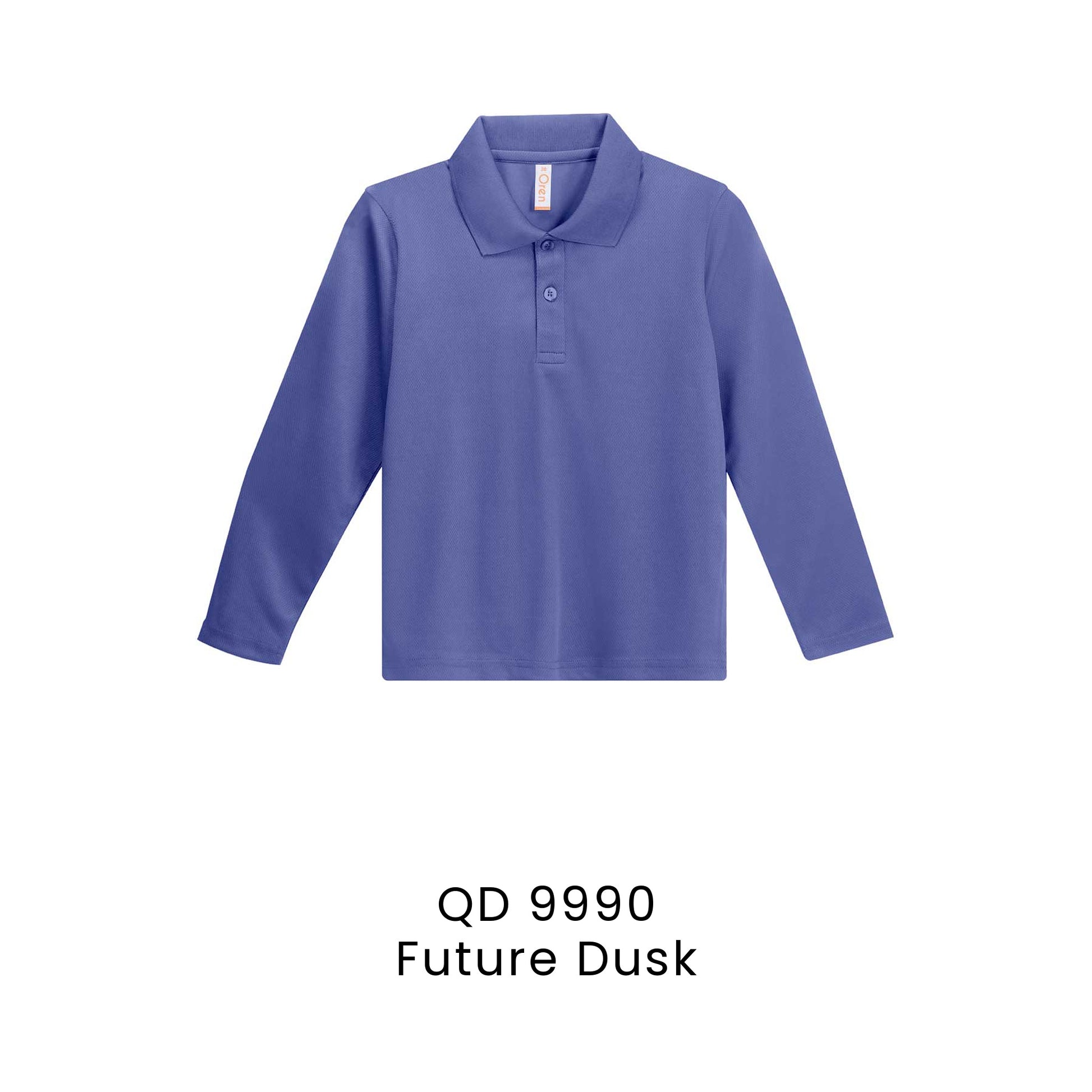 QD 9990 Future Dusk - QD99 kids microfibre eyelet long sleeve polo shirt in 160gsm