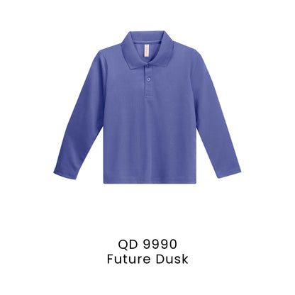 QD 9990 Future Dusk - QD99 kids microfibre eyelet long sleeve polo shirt in 160gsm