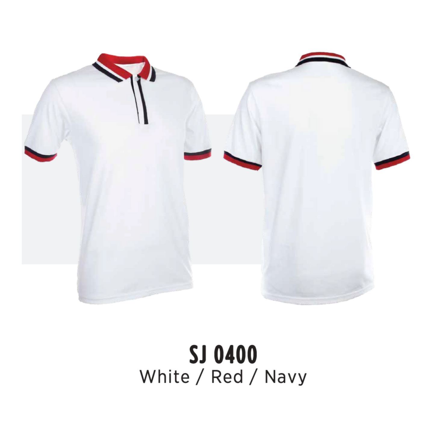 Polo | TC | Short Sleeve | Unisex | 190gsm | White/Red/Navy | SJ0400