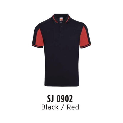 Polo | TC | Tipped Collar & Cuff | Unisex | 175gsm | Black/Red | SJ0902