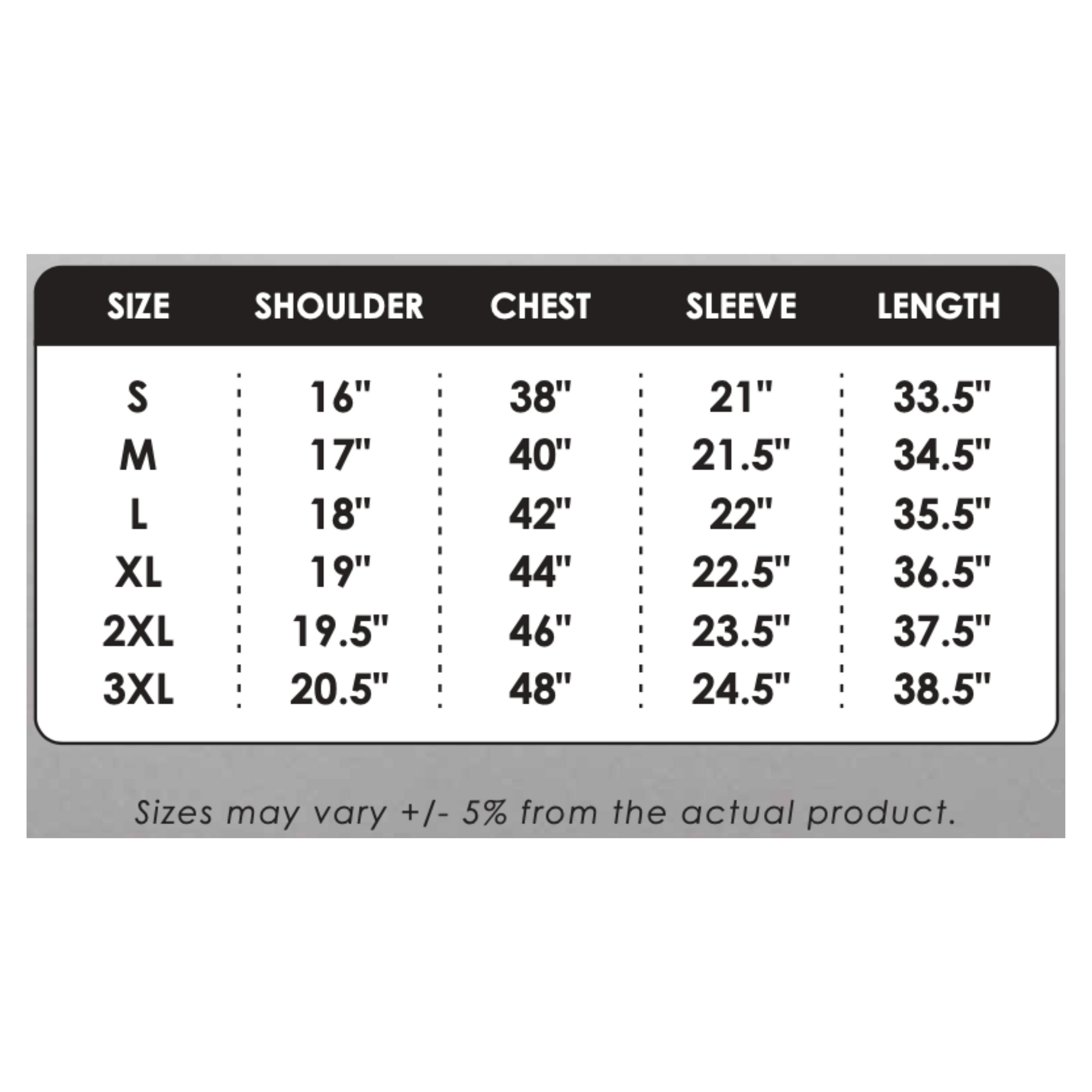 Size Chart - Custom Muslimah Female Microfibre Eyelet V-Neck Long Sleeve | SK05