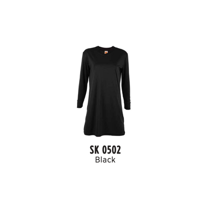 Custom Muslimah - Female Microfibre Eyelet V-Neck Long Sleeve T-Shirt | Plain | Black | SK0502