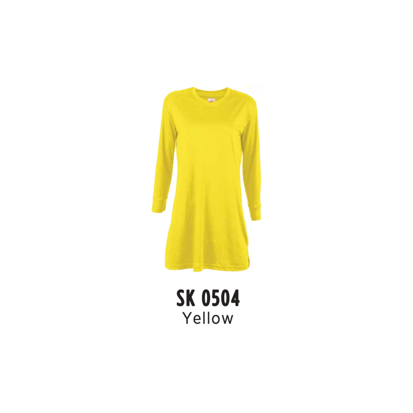 Custom Muslimah - Female Microfibre Eyelet V-Neck Long Sleeve T-Shirt | Plain | Yellow | SK0504