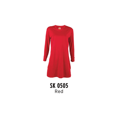 Custom Muslimah - Female Microfibre Eyelet V-Neck Long Sleeve T-Shirt | Plain | Red | SK0505