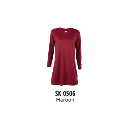 Custom Muslimah - Female Microfibre Eyelet V-Neck Long Sleeve T-Shirt | Plain | Maroon | SK0506