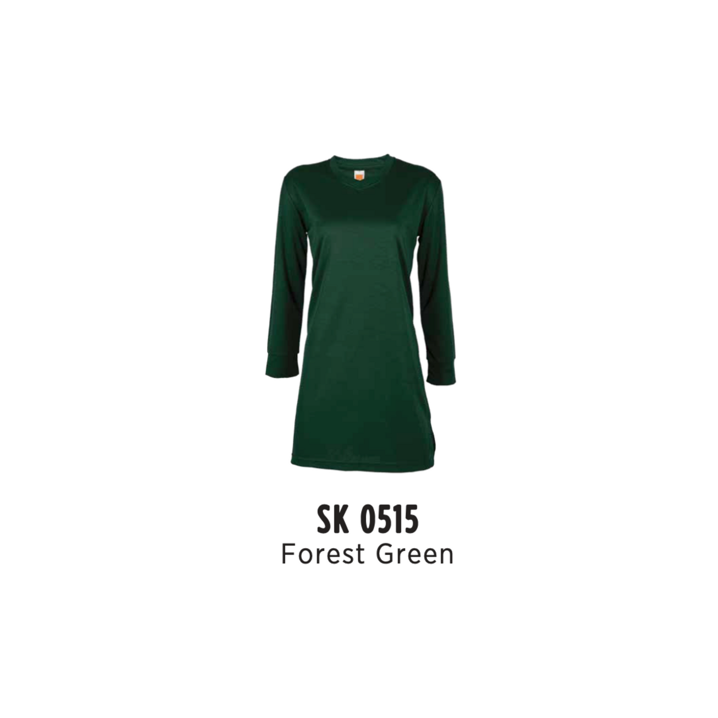 Custom Muslimah - Female Microfibre Eyelet V-Neck Long Sleeve T-Shirt | Plain | Forest Green | SK0515