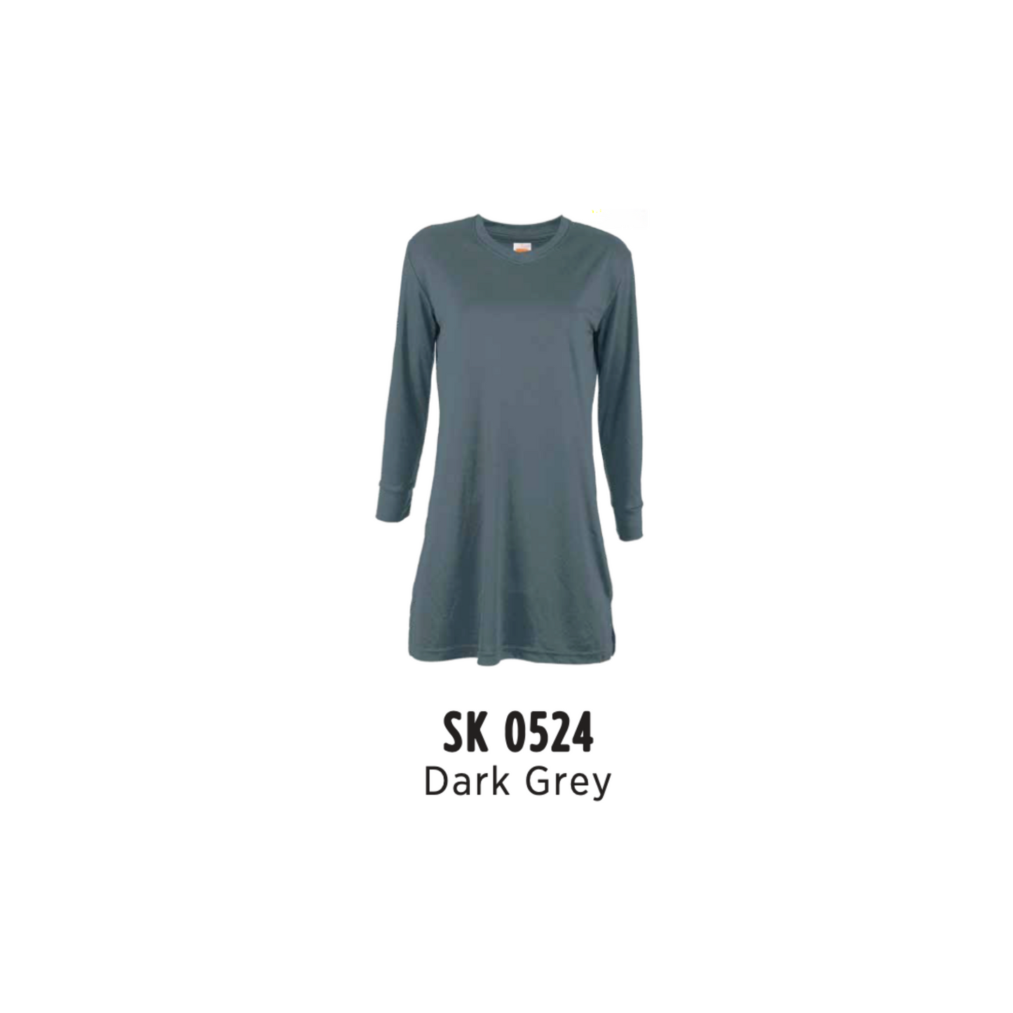 Custom Muslimah - Female Microfibre Eyelet V-Neck Long Sleeve T-Shirt | Plain | Dark Grey | SK0524