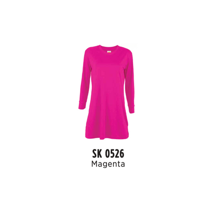 Custom Muslimah - Female Microfibre Eyelet V-Neck Long Sleeve T-Shirt | Plain | Magenta | SK0526