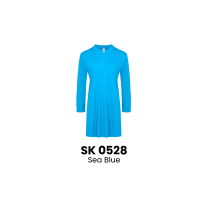 Muslimah T-Shirt Microfibre Eyelet V-Neck | ARTIZTEE | SK 0528 Sea Blue