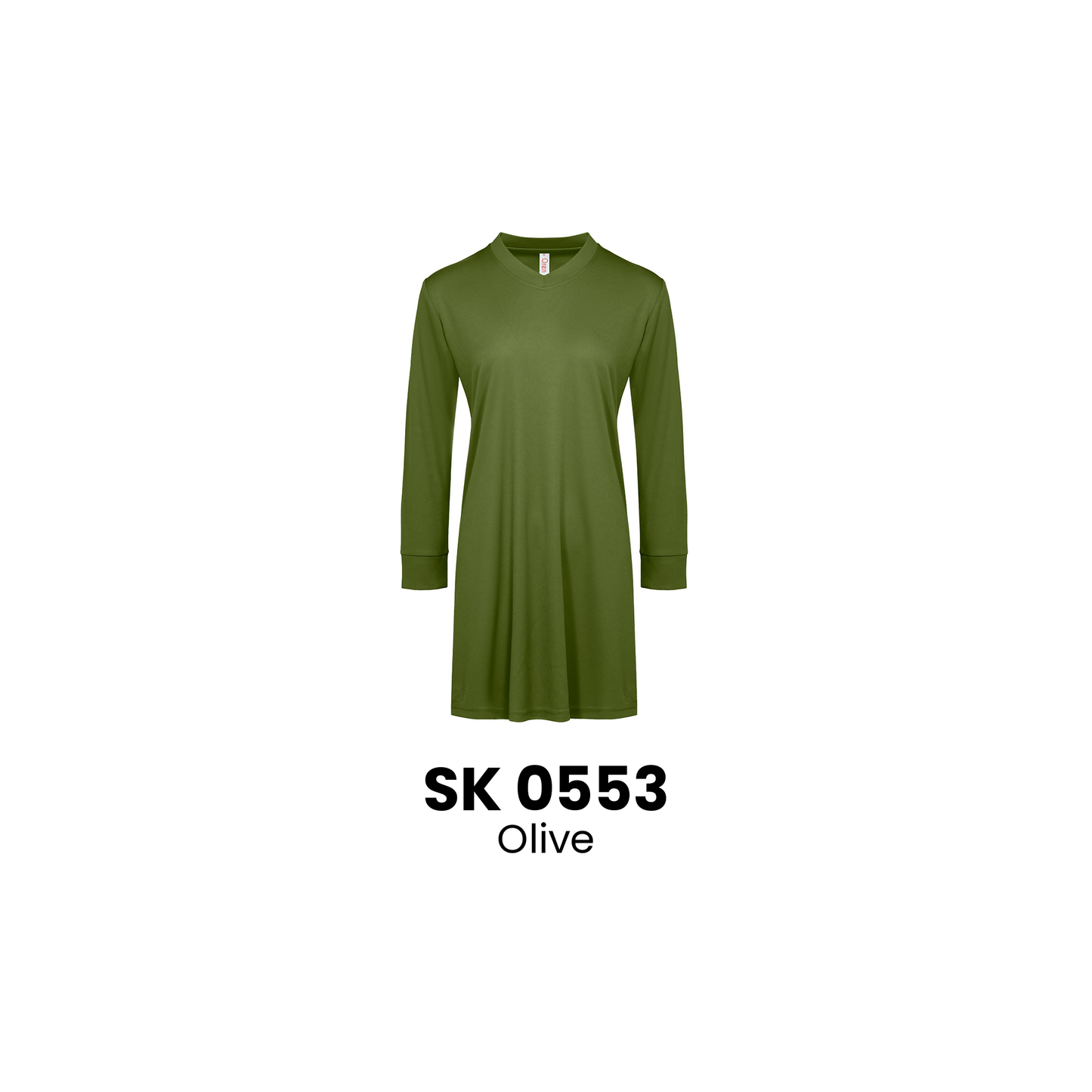 Muslimah T-Shirt Microfibre Eyelet V-Neck | ARTIZTEE | SK 0553 Olive