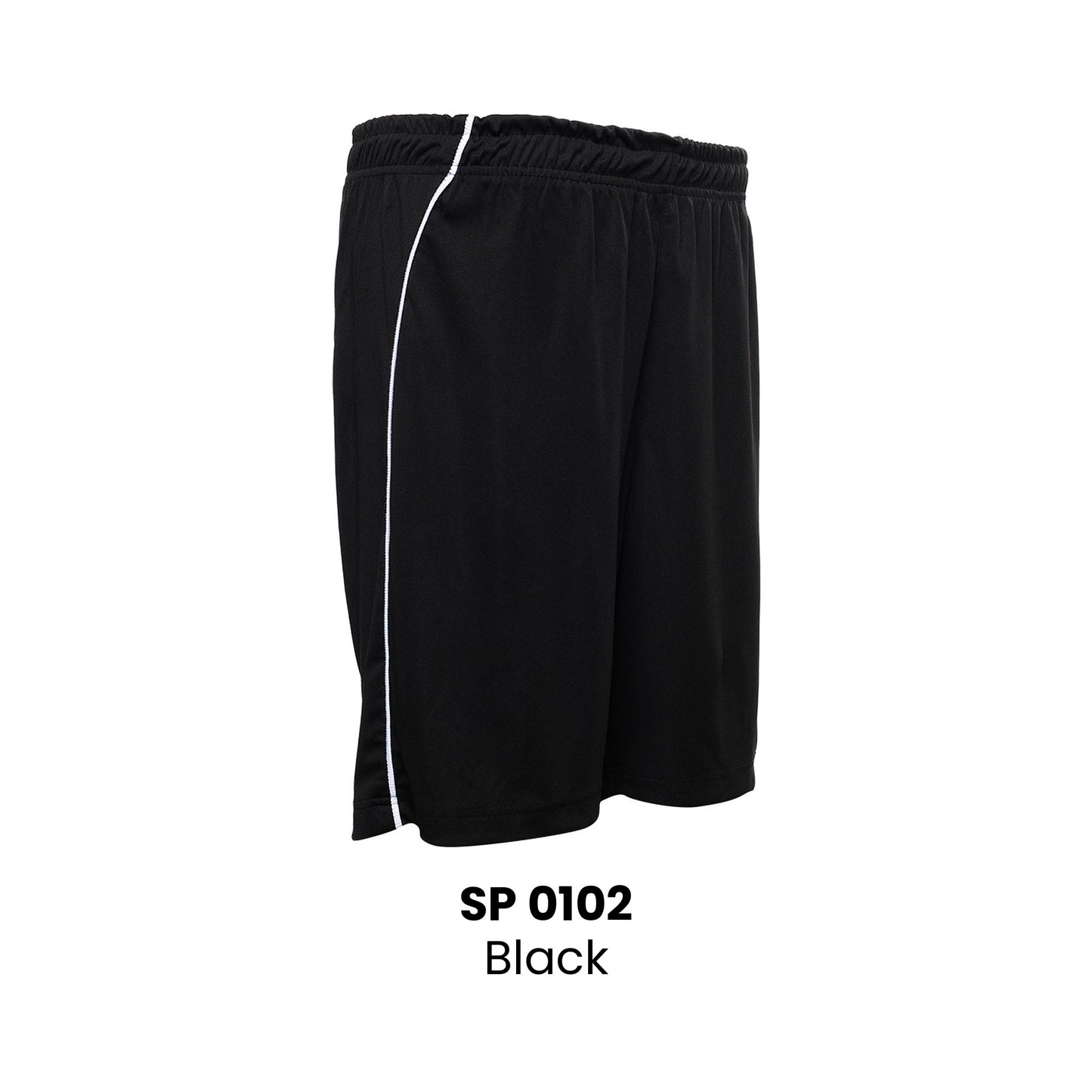 SP 0102 Black unisex polyester interlock short pant 140gsm