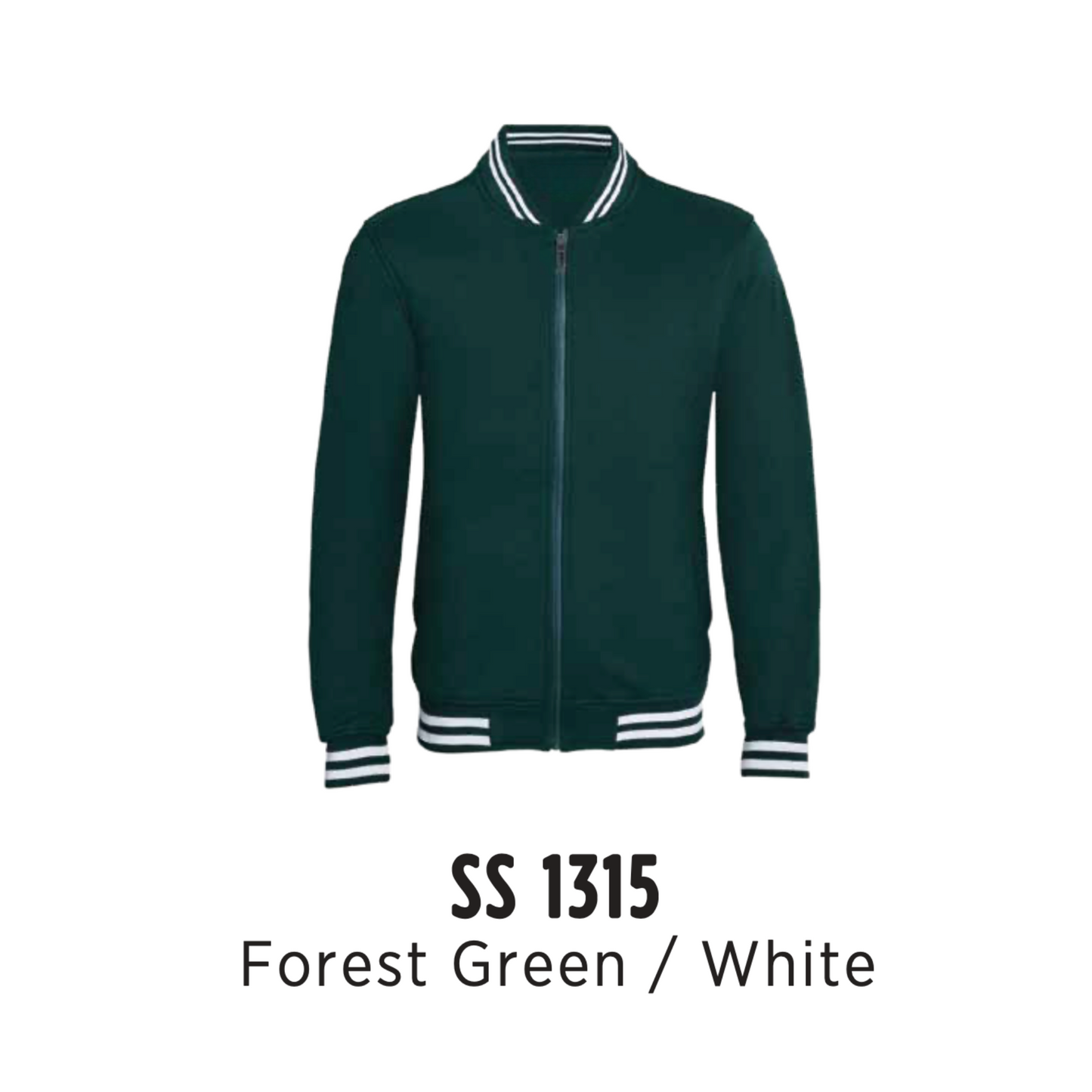 Varsity Jacket - Full-Zip | Forest Green/White | Unisex | SS1315