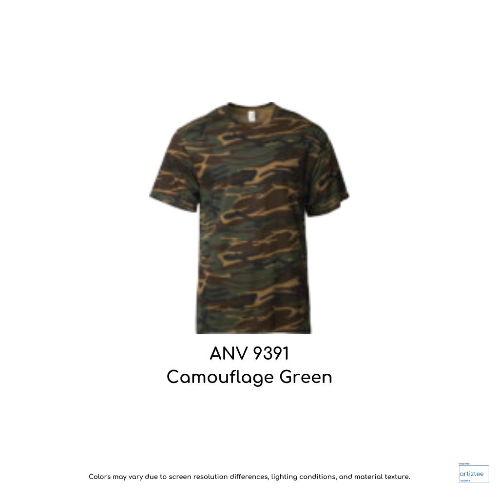T-Shirt Camouflage Tee Adult Midweight Unisex 170gsm ANV9391 Camouflage Green