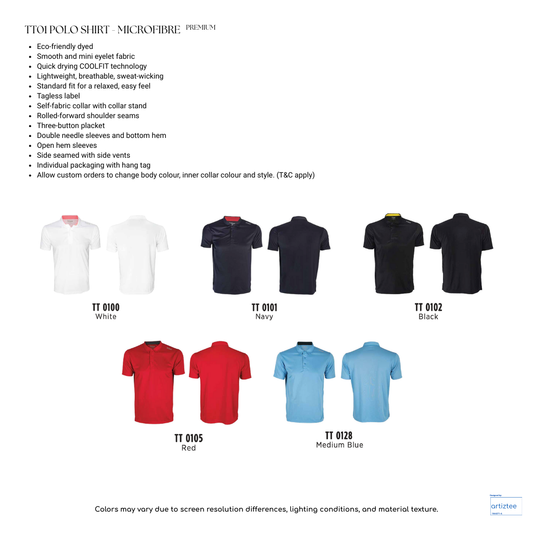 TT01 Premium Microfibre Polo Shirt | Unisex | Collection