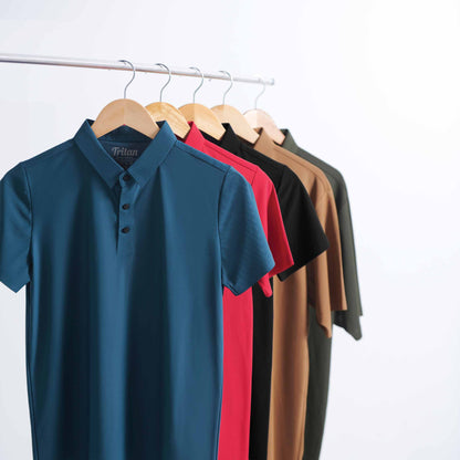 TT05 premium polo shirt worn by a model