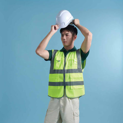 VT04 safety vest worn by a model