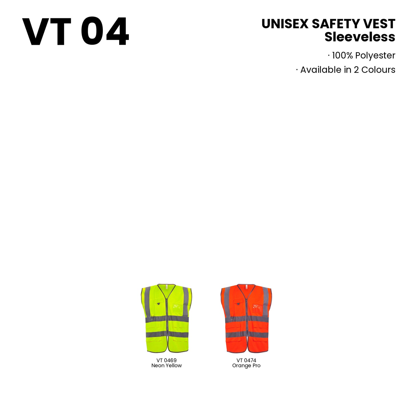 VT04 safety vest specification and one-size details