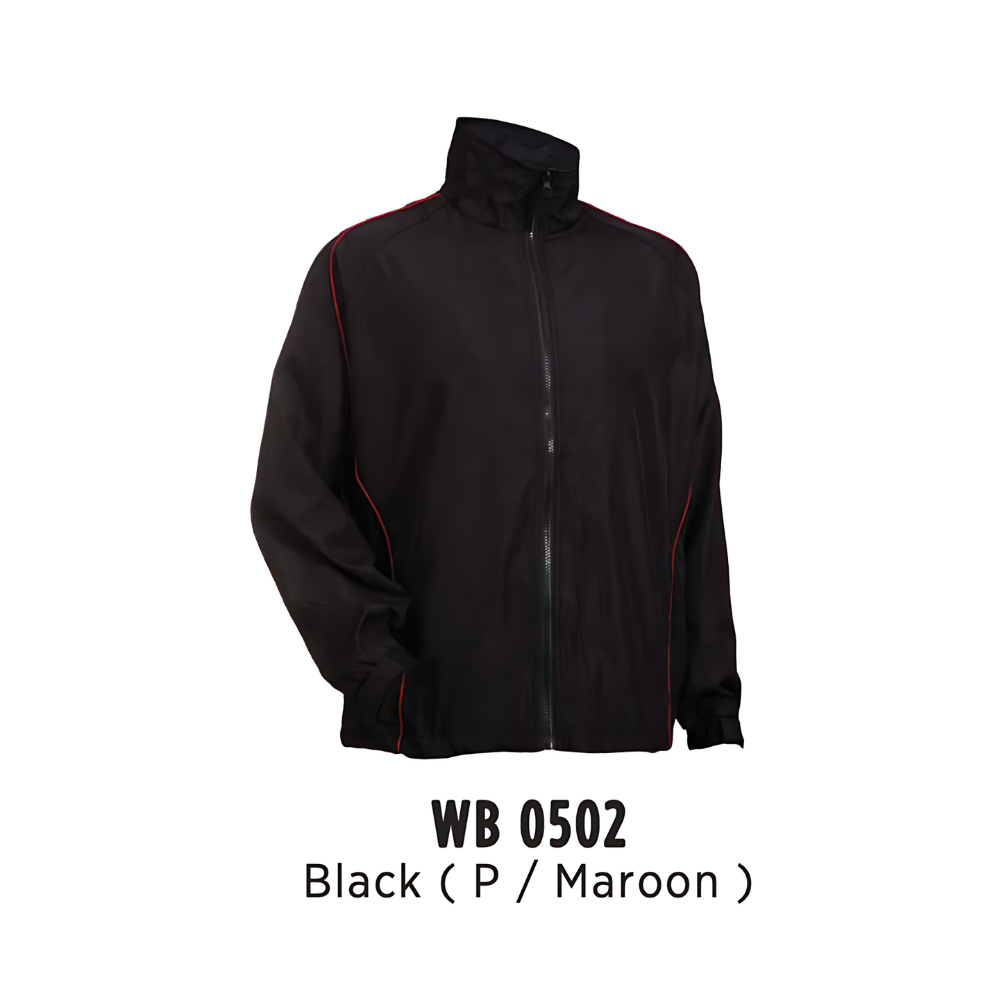 Windbreaker - Full-Zip | Unisex | Black (P/Maroon) | WB0502