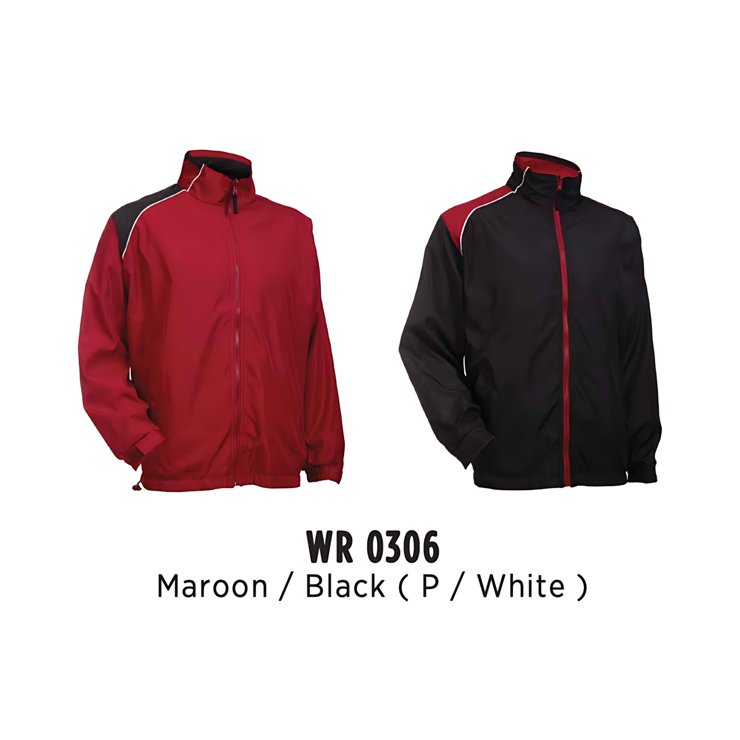 Windbreaker - Reversible | Full-Zip | Unisex | Maroon/Black (P/White) | WR0306